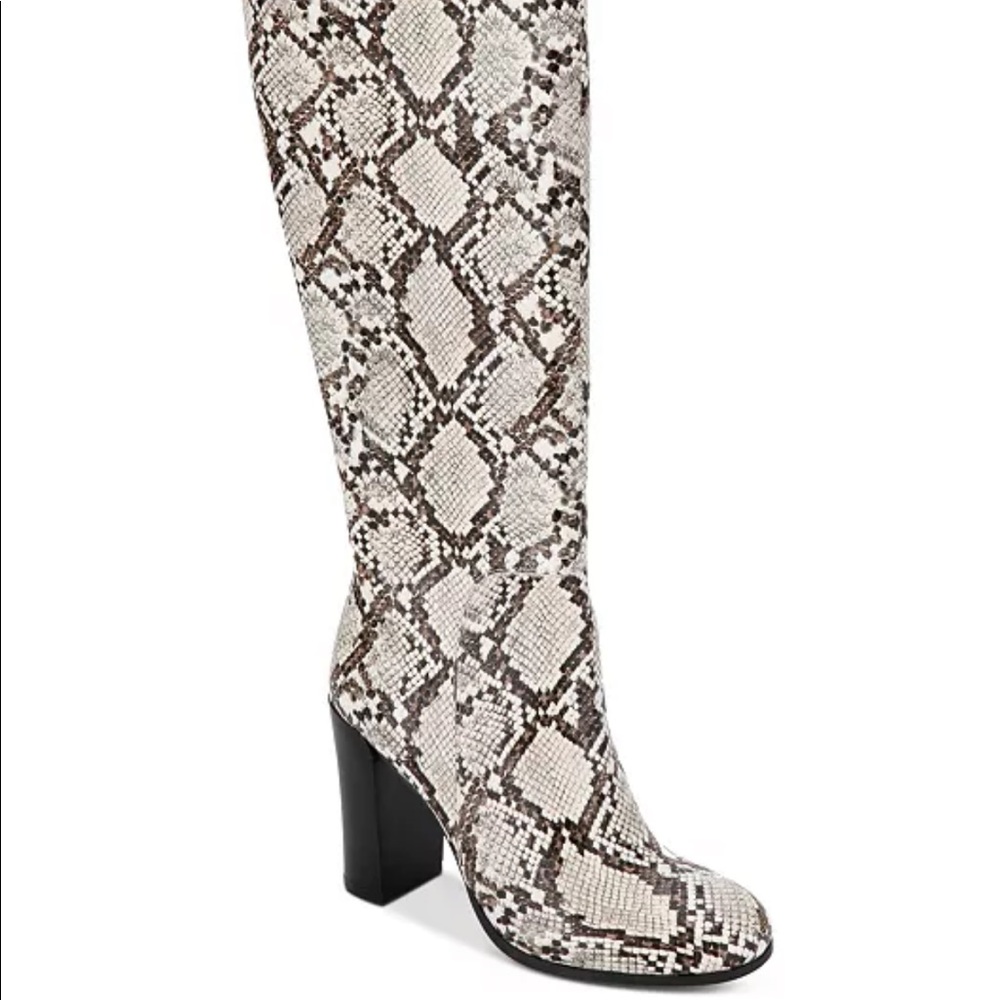 Kenneth Cole Justin Block-Heel Tall Snake Print Boots